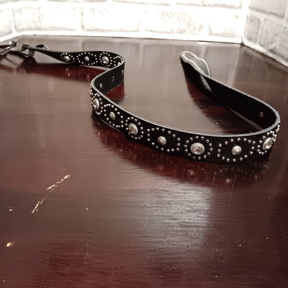 Studded Bejeweled Western Uraban Outfitters Leather strap belt unisex 33.5" - Picture 10 of 10